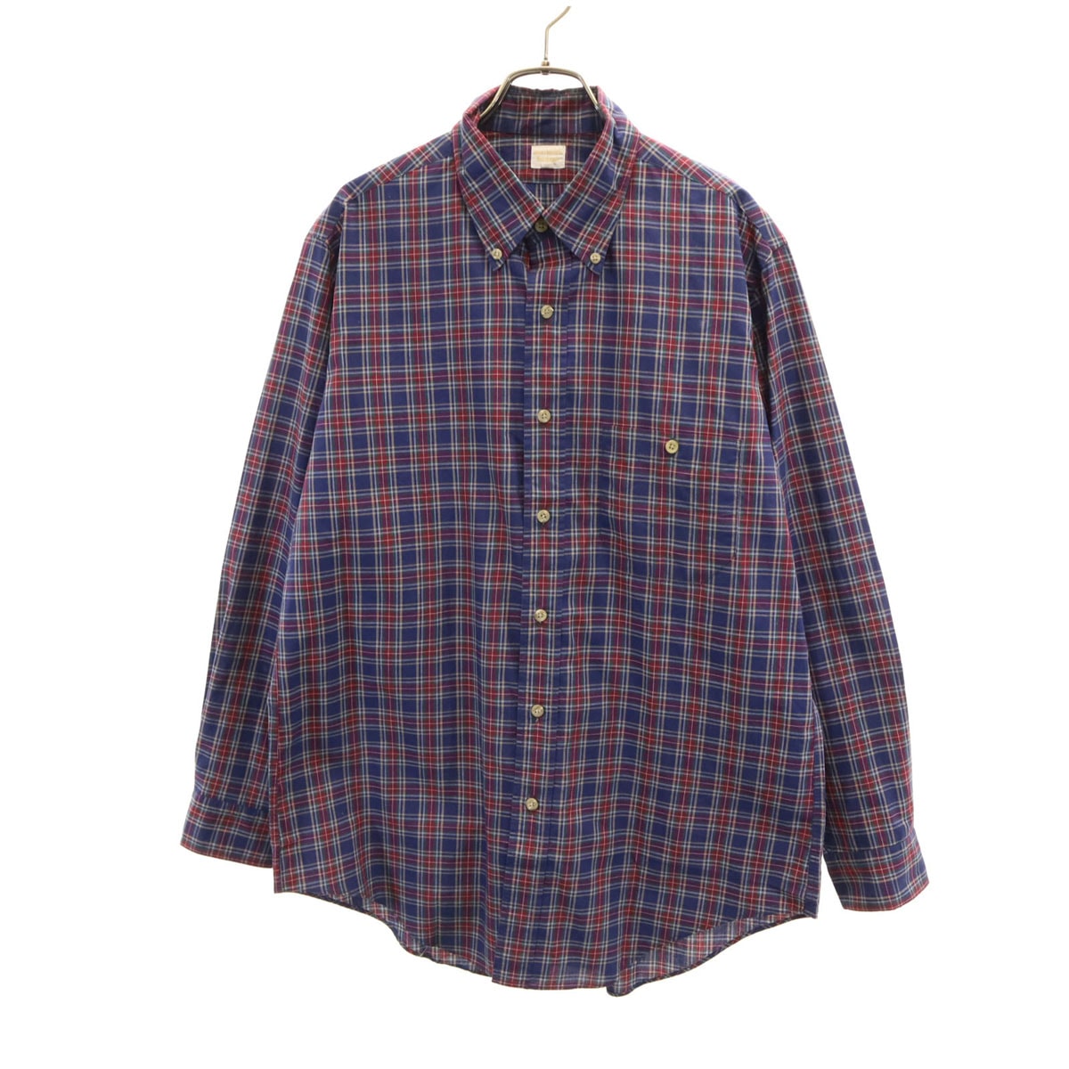 Brooks Brothers ブルックスブラザーズ 日本製 チェック柄 長袖 ボタンダウンシャツ LL ネイビー Brooksgate