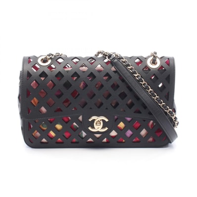 シャネル CHANEL パンチング ショルダーバッグ バッグ ラムスキン(羊革) レディース ブラック系 AS2376 【中古】