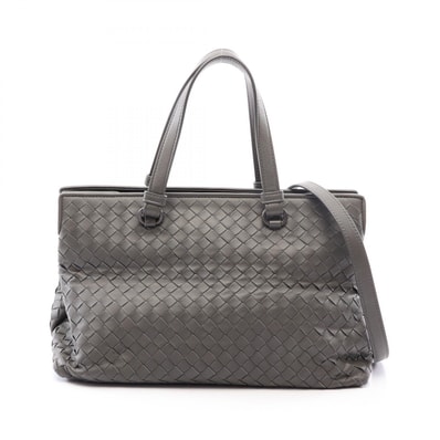 ボッテガヴェネタ BOTTEGA VENETA イントレチャート 2WAY トートバッグ バッグ レザー レディース グレー系 【中古】