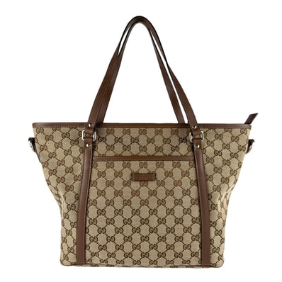 グッチ GUCCI ショルダーバッグ GGキャンバス/レザー ブラウン ゴールド レディース 388929【中古】 z10002