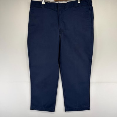 古着 ディッキーズ Dickies パンツ ワークパンツ センタープレス ワンポイントロゴ 大きいサイズ w44×L28 ネイビー系 メンズ