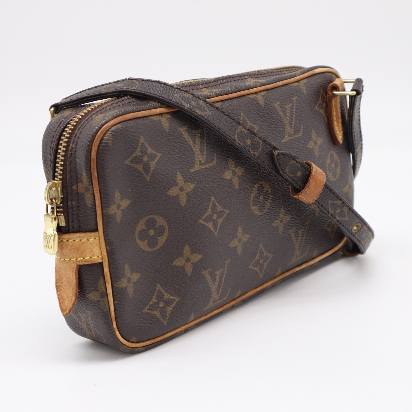 LOUIS VUITTON ルイ・ヴィトン モノグラム ポシェット マルリーバンドリエール M51828 ショルダーバッグ ブラウン ベージュ コーティングキャンバス レザー メンズ