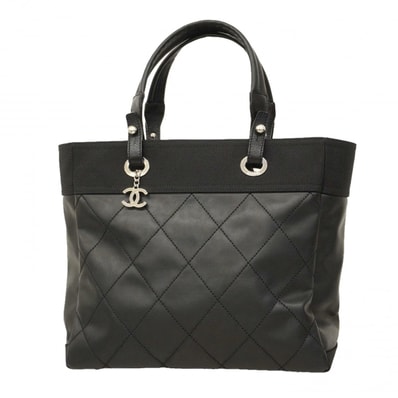 ★SALE【6db1054】シャネル トートバッグ パリビアリッツ レザー ブラック シルバー金具【中古】レディース