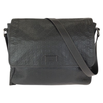 美品 GUCCI グッチ グッチシマ ダークブラウン シルバー金具 レザー ショルダーバッグ メッセンジャーバッグ 601255 【中古】