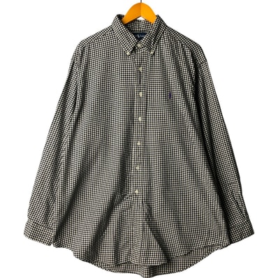 古着 ラルフローレン Ralph Lauren CLASSIC FIT クラシックフィット ギンガムチェック 長袖 ボタンダウン ライトネルチェックシャツ メンズXL相当/eaa590305