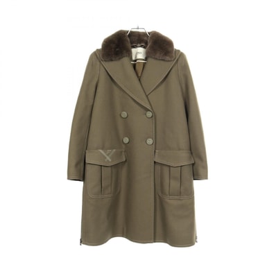フェンディ FENDI ピーコート 衣料品 アウター ウール カシミヤ レディース カーキ系 【中古】
