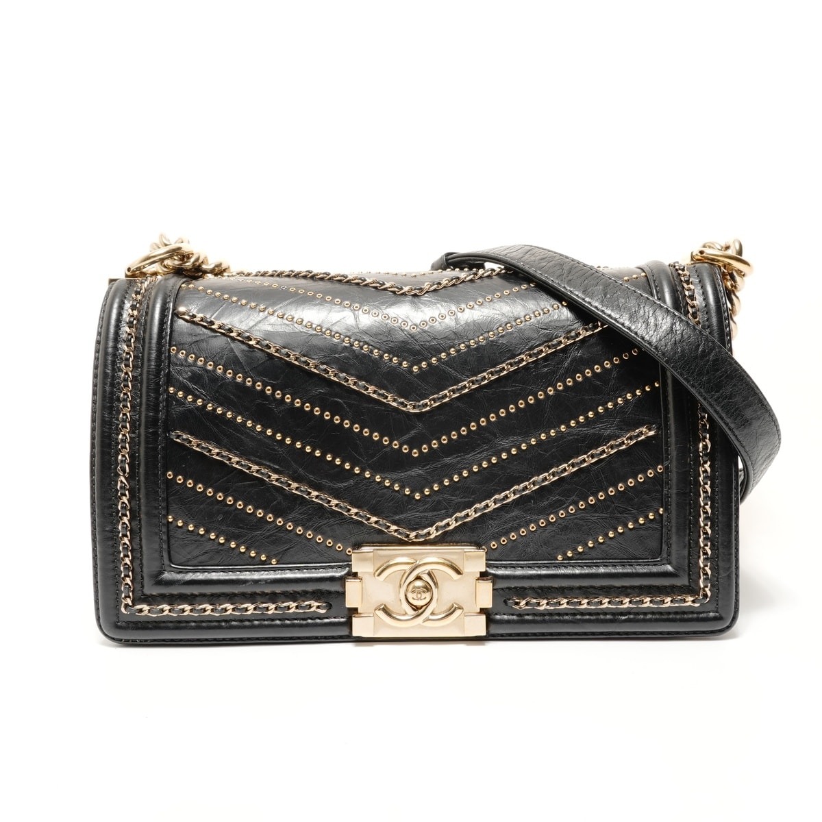 シャネル CHANEL ボーイシャネル チェーン ミディアム 26番台 ショルダーバッグ【中古】