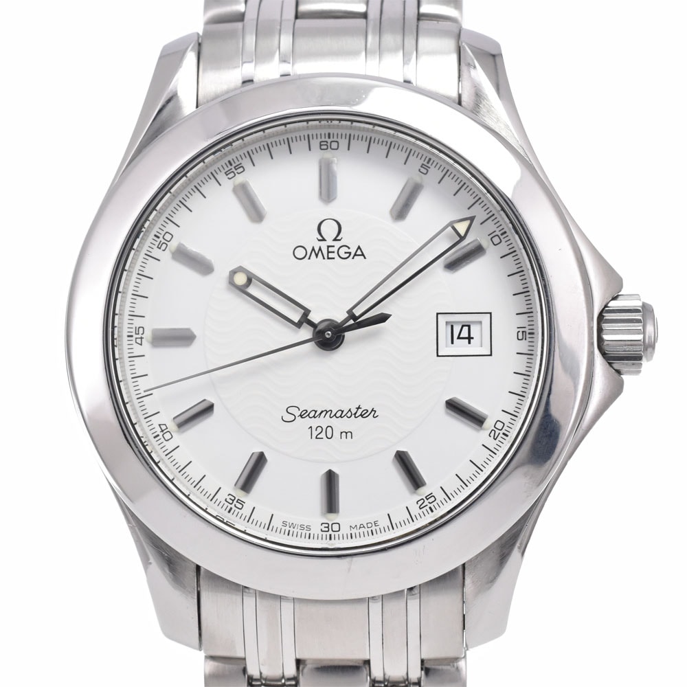 オメガ OMEGA シーマスター 120M デイト ホワイト クォーツ メンズ 良品 腕時計 J#150082