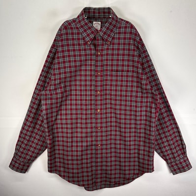 古着 ブルックスブラザーズ Brooks Brothers 長袖シャツ ボタンダウン M レッド系 チェック メンズ