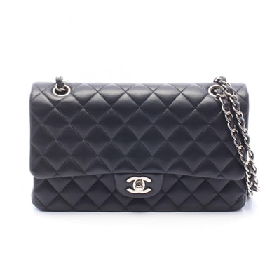 シャネル CHANEL マトラッセ Wフラップ ショルダーバッグ バッグ ラムスキン(羊革) レディース ブラック系 A01112 【中古】