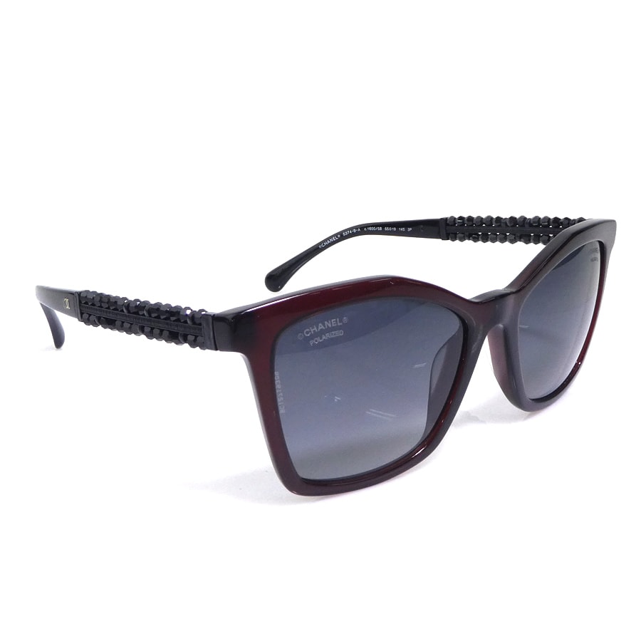 シャネル CHANEL サングラス プラスチック/ビーズ ブラウン×ブラック レディース【中古】 r11065a