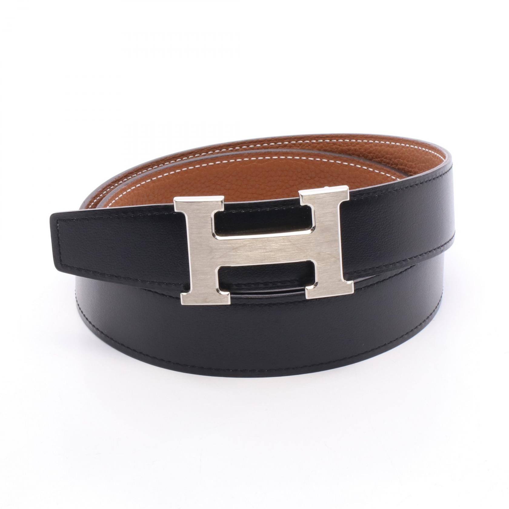 エルメス HERMES コンスタンス Hベルト ノワール ゴールド リバーシブル ベルト 衣料品 カーフ(牛革) トゴ ボックスカーフ W刻印(2024年製造) メンズ ブラック系 / ブラウン系 【中古】