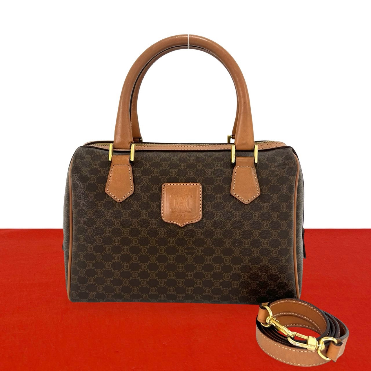 CELINE セリーヌ マカダム ブラゾン トリオンフ 柄 レザー PVC ショルダーバッグ ブラウン
30149