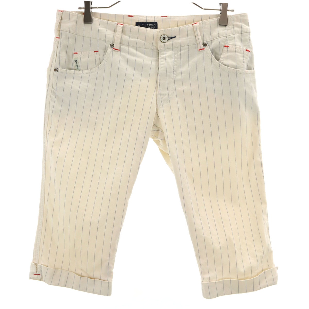 ARMANI JEANS アルマーニジーンズ ストライプ柄 ハーフパンツ W30 クリーム色 ストレッチ