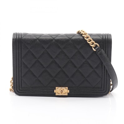 シャネル CHANEL ボーイシャネル マトラッセ ショルダーバッグ バッグ キャビアスキン(グレインドカーフ) レディース ブラック系 【中古】