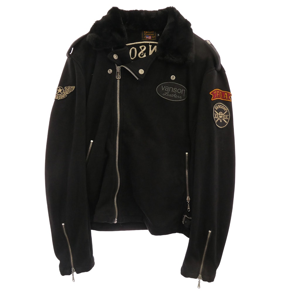 VANSON バンソン ライダースジャケット CRV-738 T.F.O.A ボンディング ライダース ジャケット ブラック系 XL【中古】