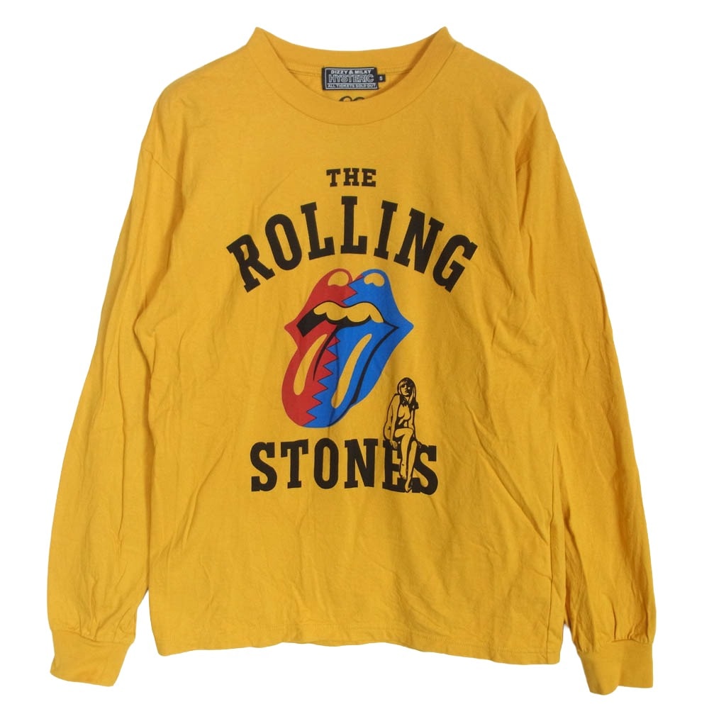 HYSTERIC GLAMOUR ヒステリックグラマー Tシャツ 24AW 02243CL13 THE ROLLING STONES/HYSTERIC&STEEL WHEELS ローリングストーンズ 長袖 Tシャツ イエロー系 S【中古】