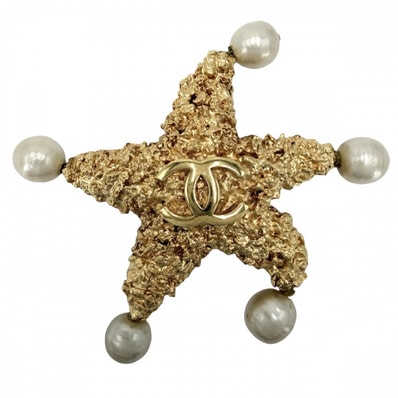 CHANEL シャネル ブローチ ヒトデモチーフ ココマーク アクセサリー ヴィンテージ 溶岩 マグマ GP フェイクパール 93P レディース 約47.0g 1993年【中古品】