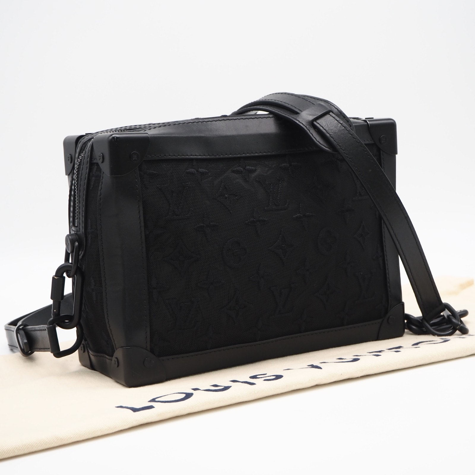 LOUIS VUITTON ルイ・ヴィトン シースルー ソフトトランク M53964 2wayショルダーバッグ ブラック カーフレザー メッシュ メンズ