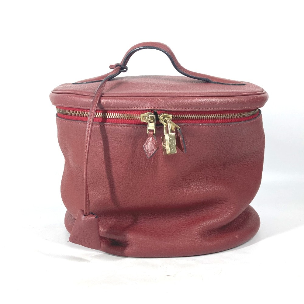 エルメス HERMES シティ バニティバッグ ハンドバッグ レザー レッド