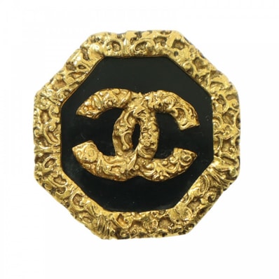 CHANEL シャネル ブローチ ココマーク 溶岩 マグマ アクセサリー ヴィンテージ GP 93A ゴールド ブラック 黒 レディース 約24.3g 1993年【中古品】
