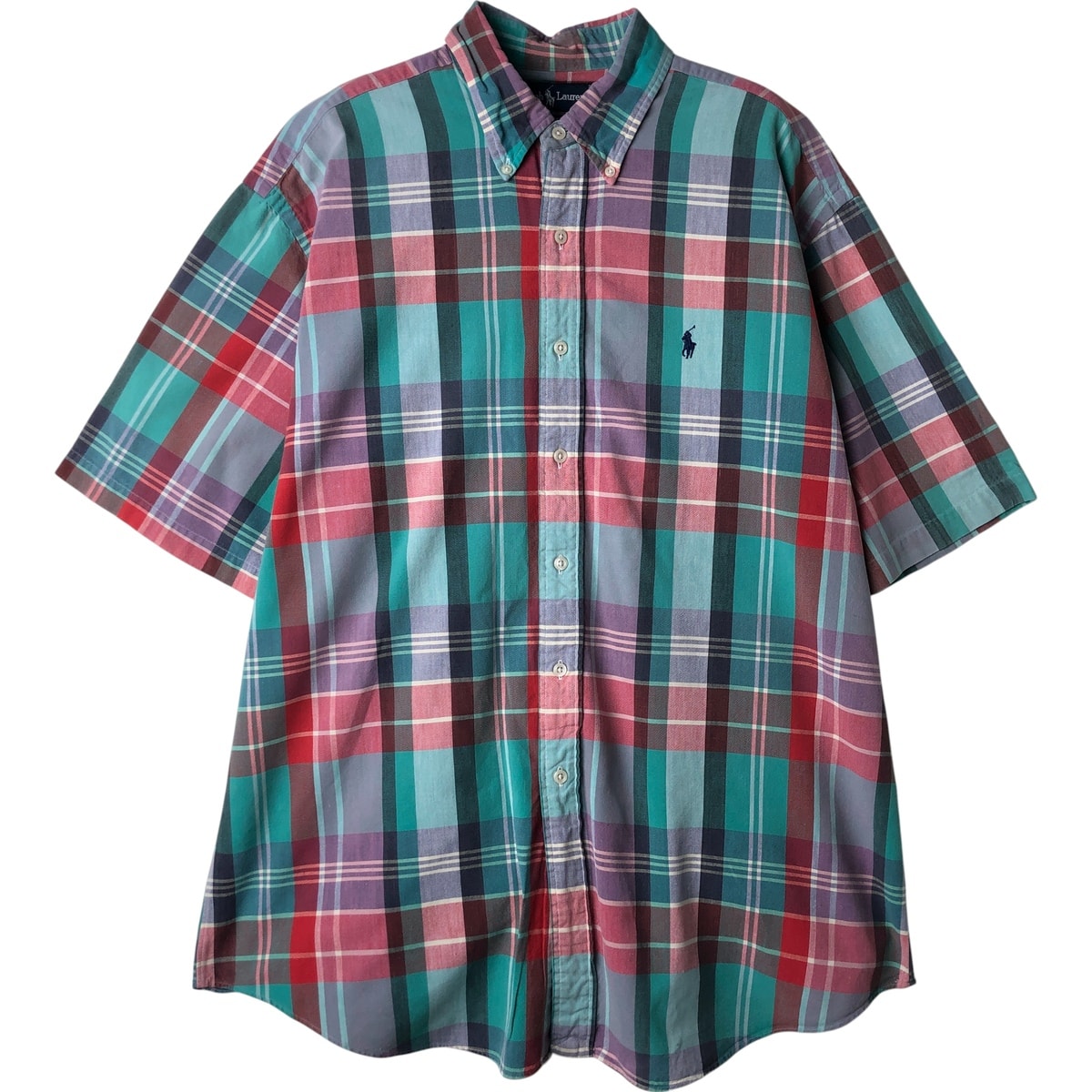 古着 ラルフローレン Ralph Lauren BLAIRE 半袖 ボタンダウン チェックシャツ メンズL相当/eaa611048