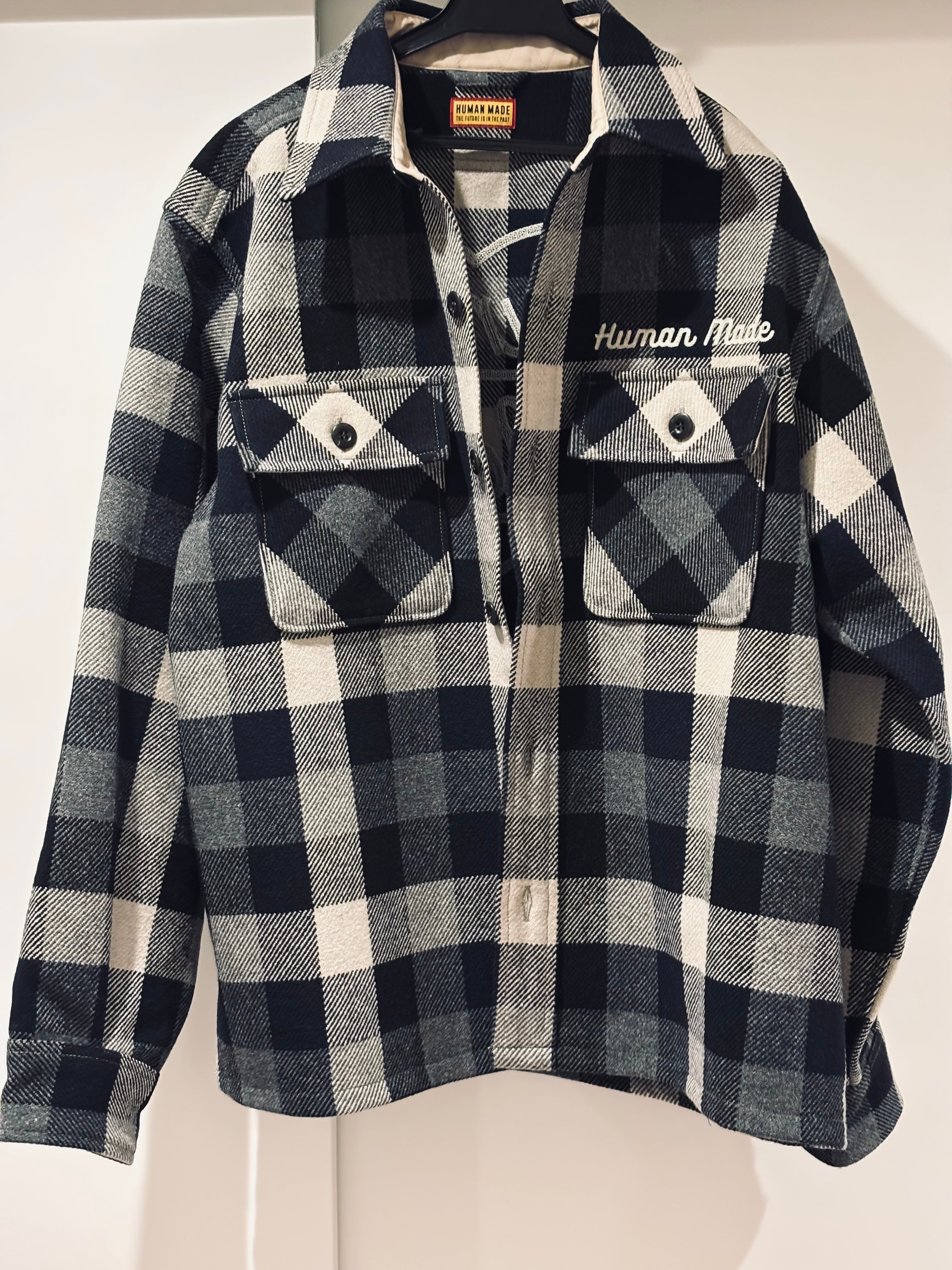 ヒューマンメイド ウール チェック シャツ ジャケット "ブラック"