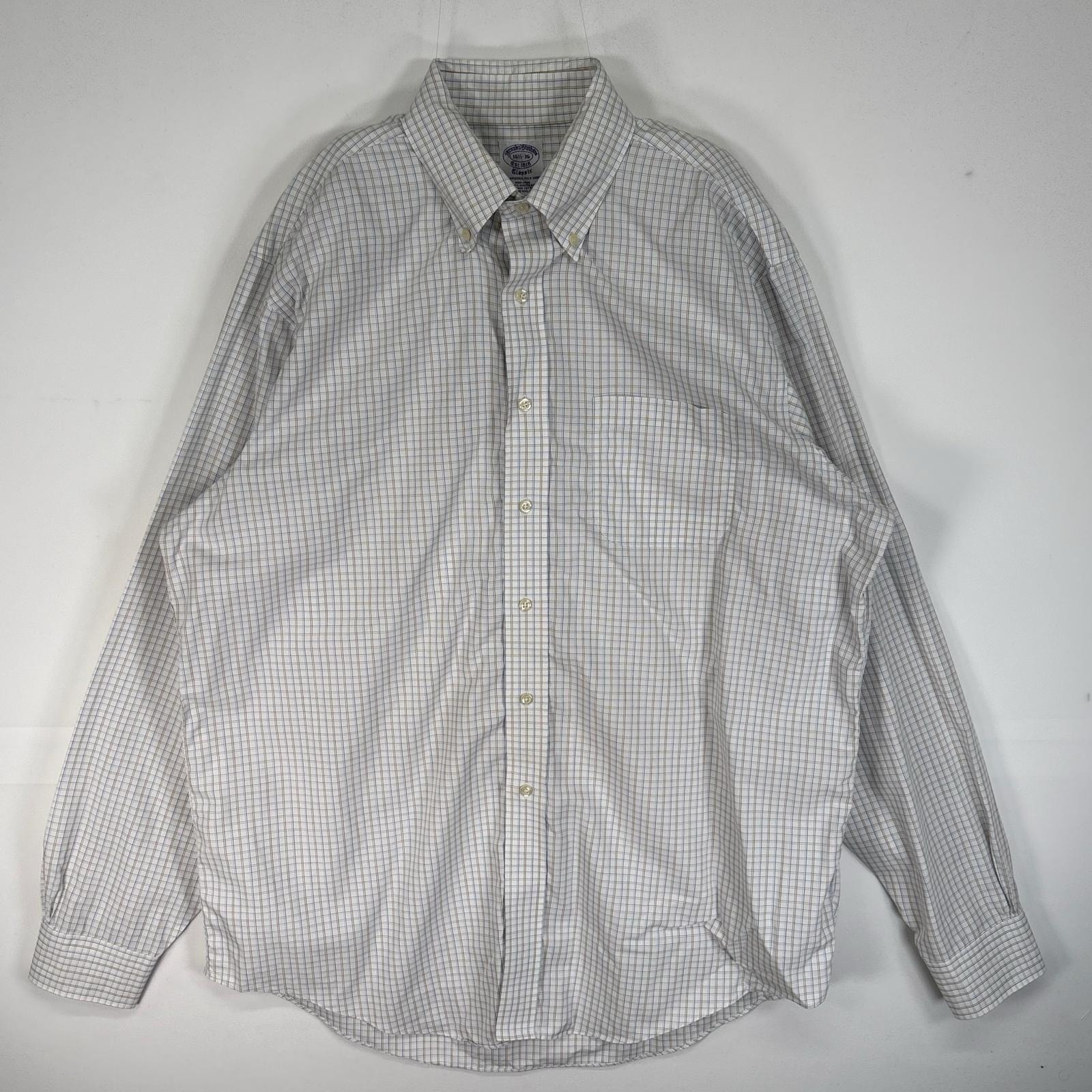 古着 ブルックスブラザーズ Brooks Brothers 長袖シャツ チェック CLASSIC 胸ポケ L  ホワイト系 マルチカラー メンズ