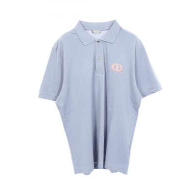 ディオール Dior CDロゴ刺繍 ポロシャツ 衣料品 トップス コットン メンズ ブルー系 【中古】