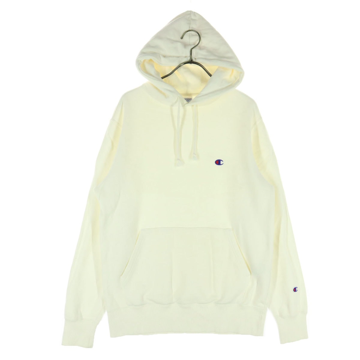 Champion チャンピオン 裏起毛 ワンポイントロゴ 長袖 パーカー L ホワイト