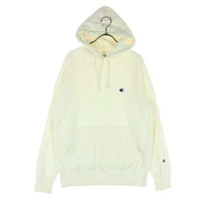 Champion チャンピオン 裏起毛 ワンポイントロゴ 長袖 パーカー L ホワイト