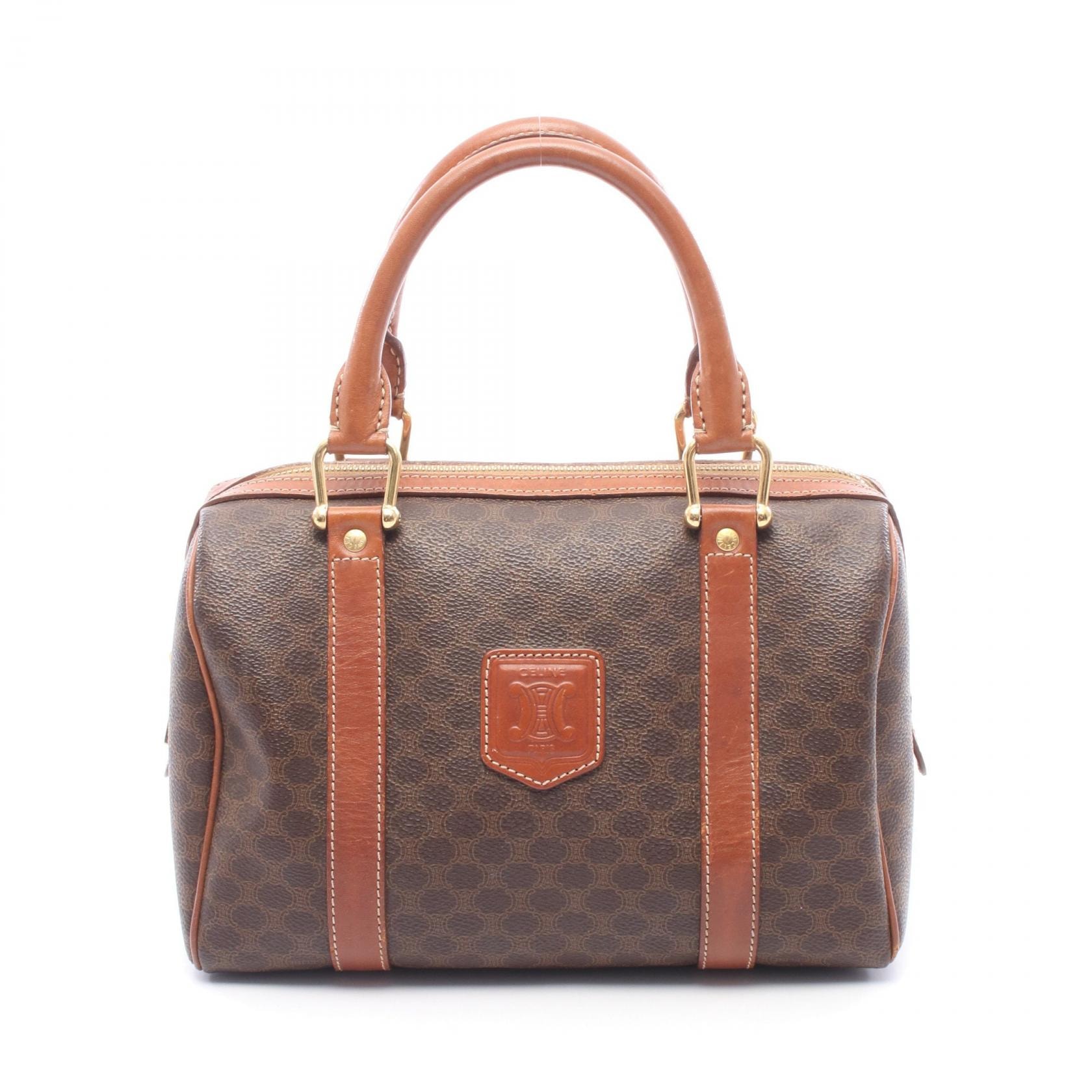 セリーヌ CELINE マカダム ハンドバッグ バッグ PVCコーティングキャンバス レザー レディース ブラウン系 【中古】