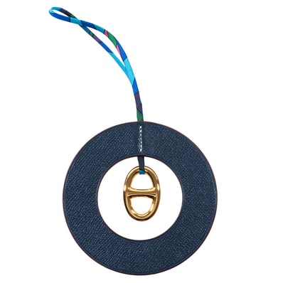 HERMES エルメス オーナメント PM プティアッシュ H1005618 40 チャーム シェーヌダンクル ネイビー ゴールド【中古】