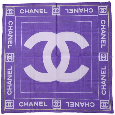 【渋谷並木橋店】CHANEL シャネル スカーフ バンダナ スカーフ ココマーク ロゴ パープル/ピンク コットン 新品未使用