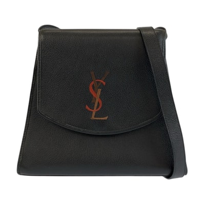 美品 YVES SAINT LAURENT イヴ サンローラン ヴィンテージ YSL ブラック 黒 レザー ショルダーバッグ ポシェット 602246 【中古】