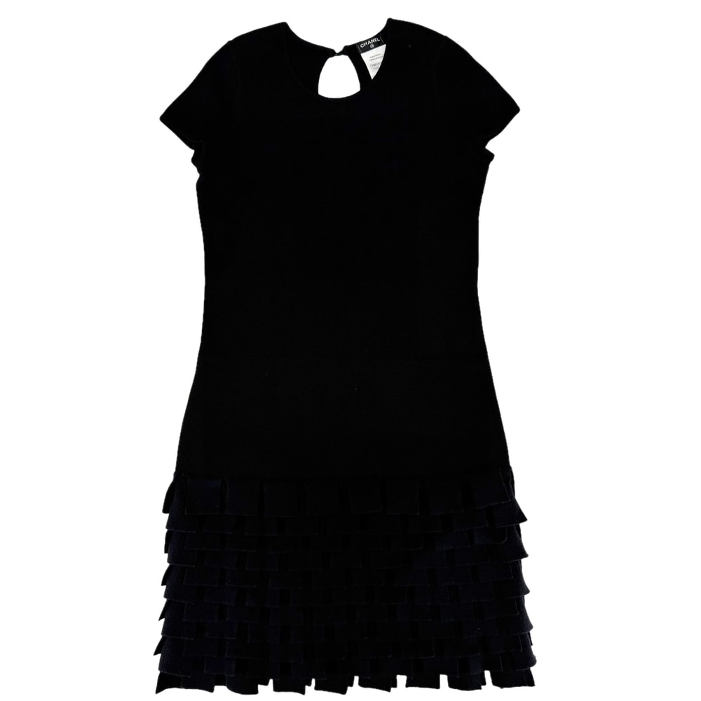 CHANEL シャネル ワンピース フリル フレンチスリーブワンピース アパレル 服 36 ブラック 黒 レディース 春 夏 美品【中古品】