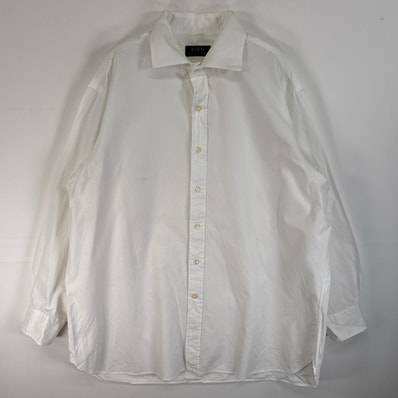 古着 ポロ・ラルフローレン POLO RALPH LAUREN 長袖シャツ ボタンシャツ 大きいサイズ 17 1/2 XL-2XL ホワイト 無地 メンズ