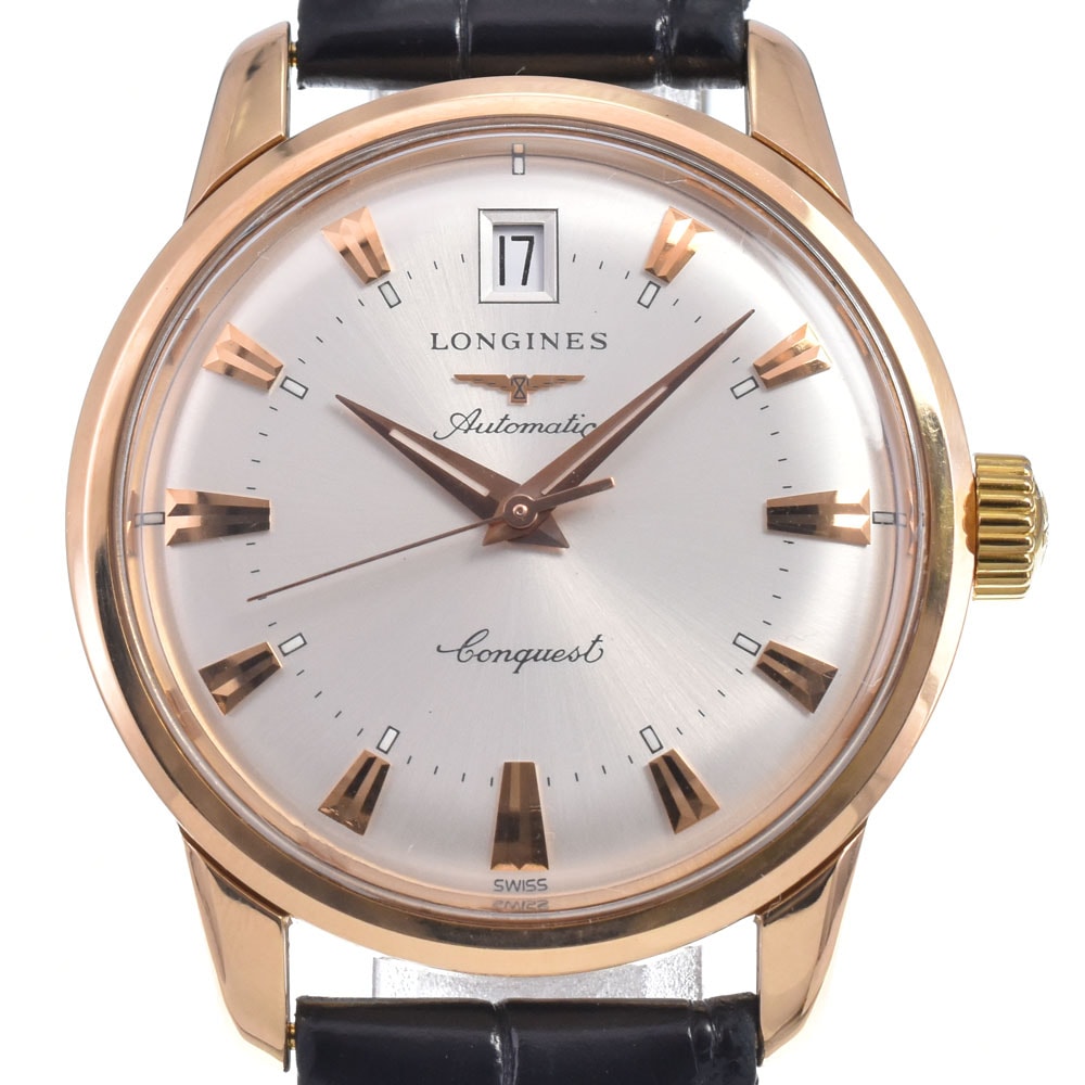 ロンジン LONGINES L1.611.8 コンクエスト ヘリテージ デイト シルバー 自動巻き メンズ 美品 腕時計 N#147990