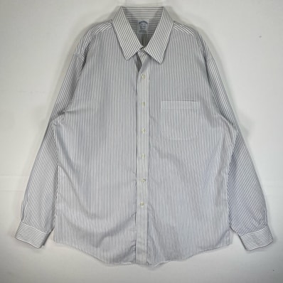 古着 ブルックスブラザーズ Brooks Brothers 長袖シャツ 胸ポケ CLASSIC カラーステイ L ネイビー ストライプ メンズ
