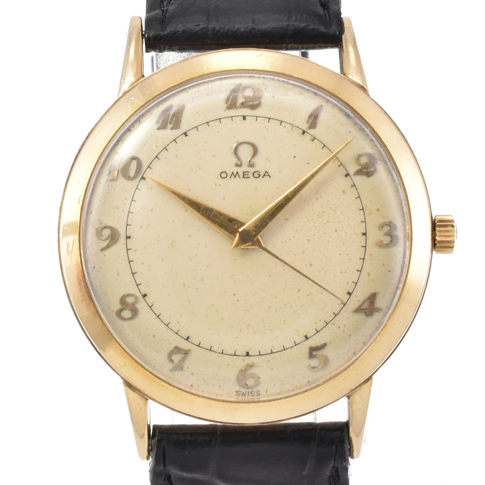 オメガ OMEGA ヴィンテージ Cal.371 K14YG/レザー 手巻き メンズ Y#146222