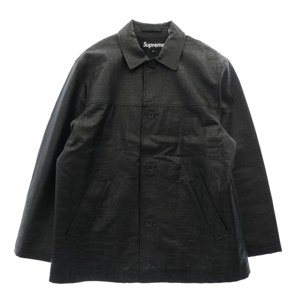 Supreme シュプリーム コート 22SS Faux Croc Car Coat クロコ型押し カーコート ジャケット ブラック系 M【極上美品】【中古】