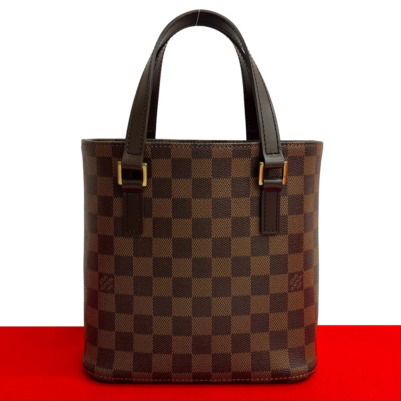 LOUIS VUITTON ルイヴィトン ヴァヴァン PM ダミエ レザー PVC ハンドバッグ ブラウン
 i40-9