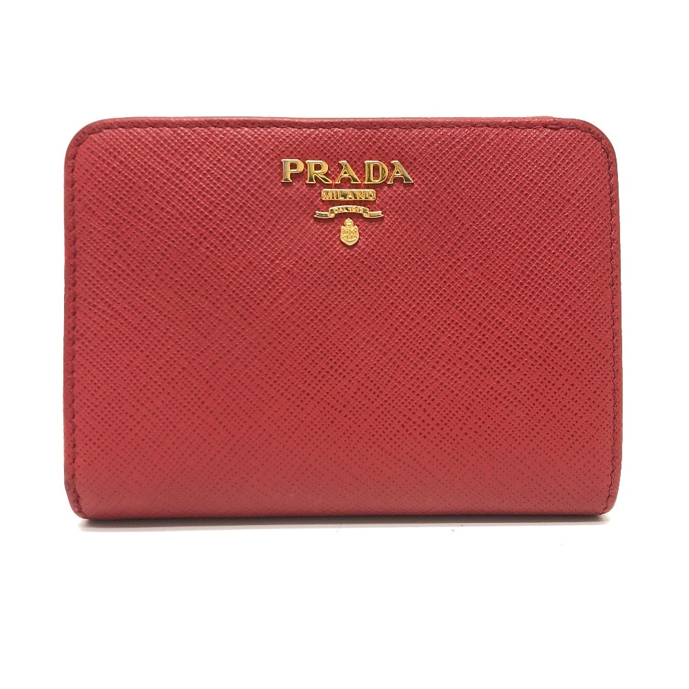 プラダ PRADA ロゴ 1ML018 2つ折り財布 サフィアーノレザー レッド
