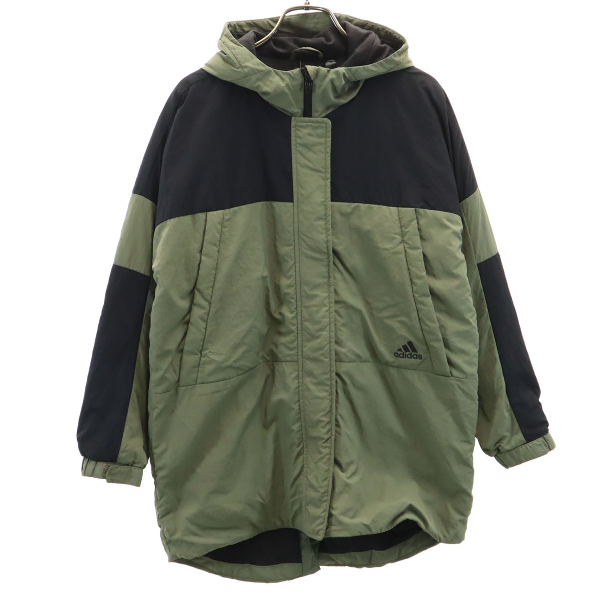 adidas アディダス ナイロンジャケット 150 カーキ 裏トリコット 薄中綿入り