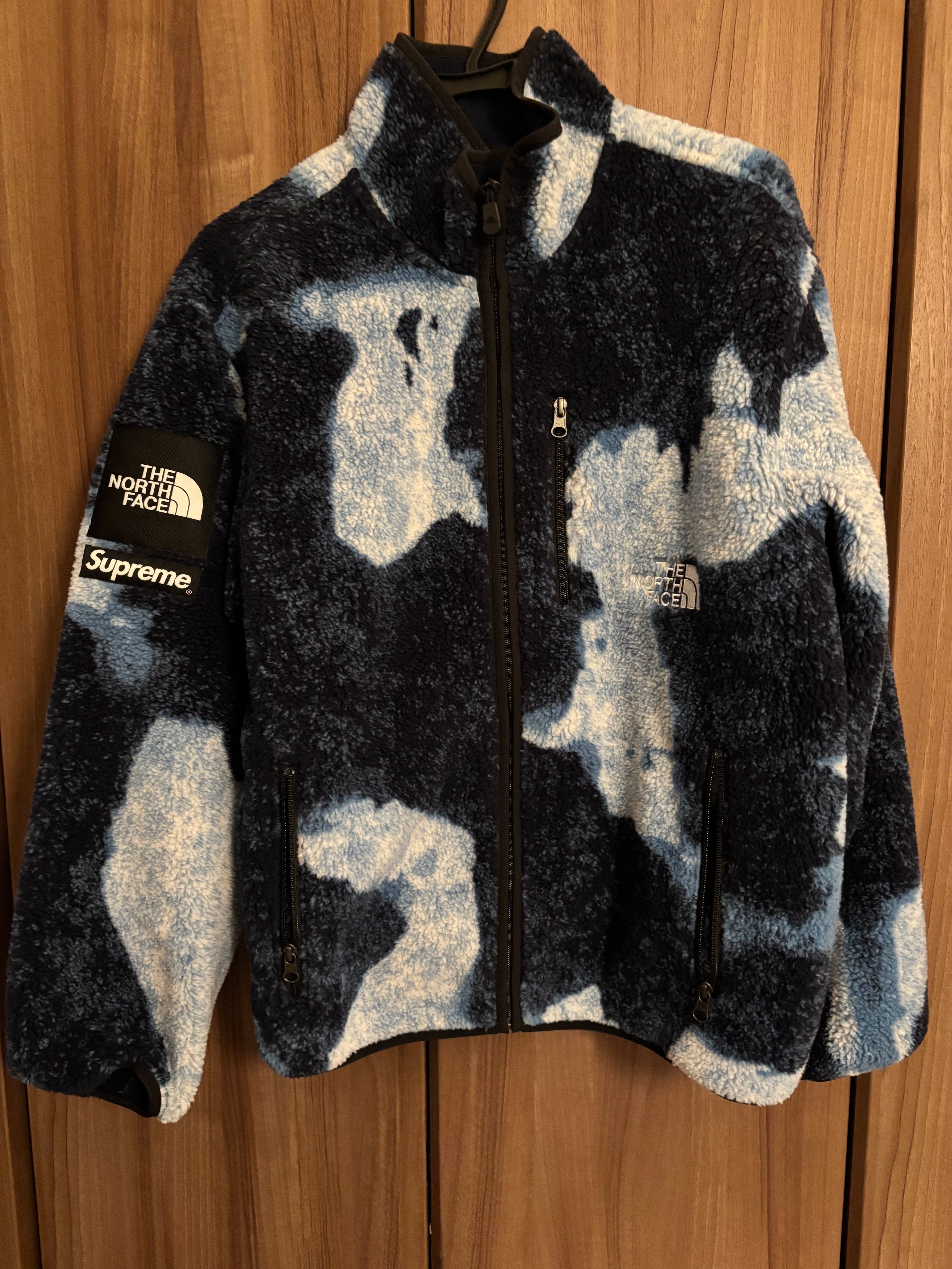 Supreme x The North Face Bleached Denim Print Fleece Jacket "Indigo"