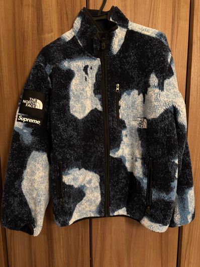 Supreme x The North Face Bleached Denim Print Fleece Jacket "Indigo"