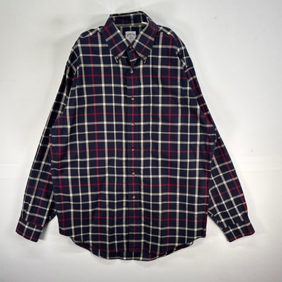 古着 ブルックスブラザーズ Brooks Brothers 長袖シャツ チェック ボタンダウン 346 M ネイビー系 マルチカラー メンズ
