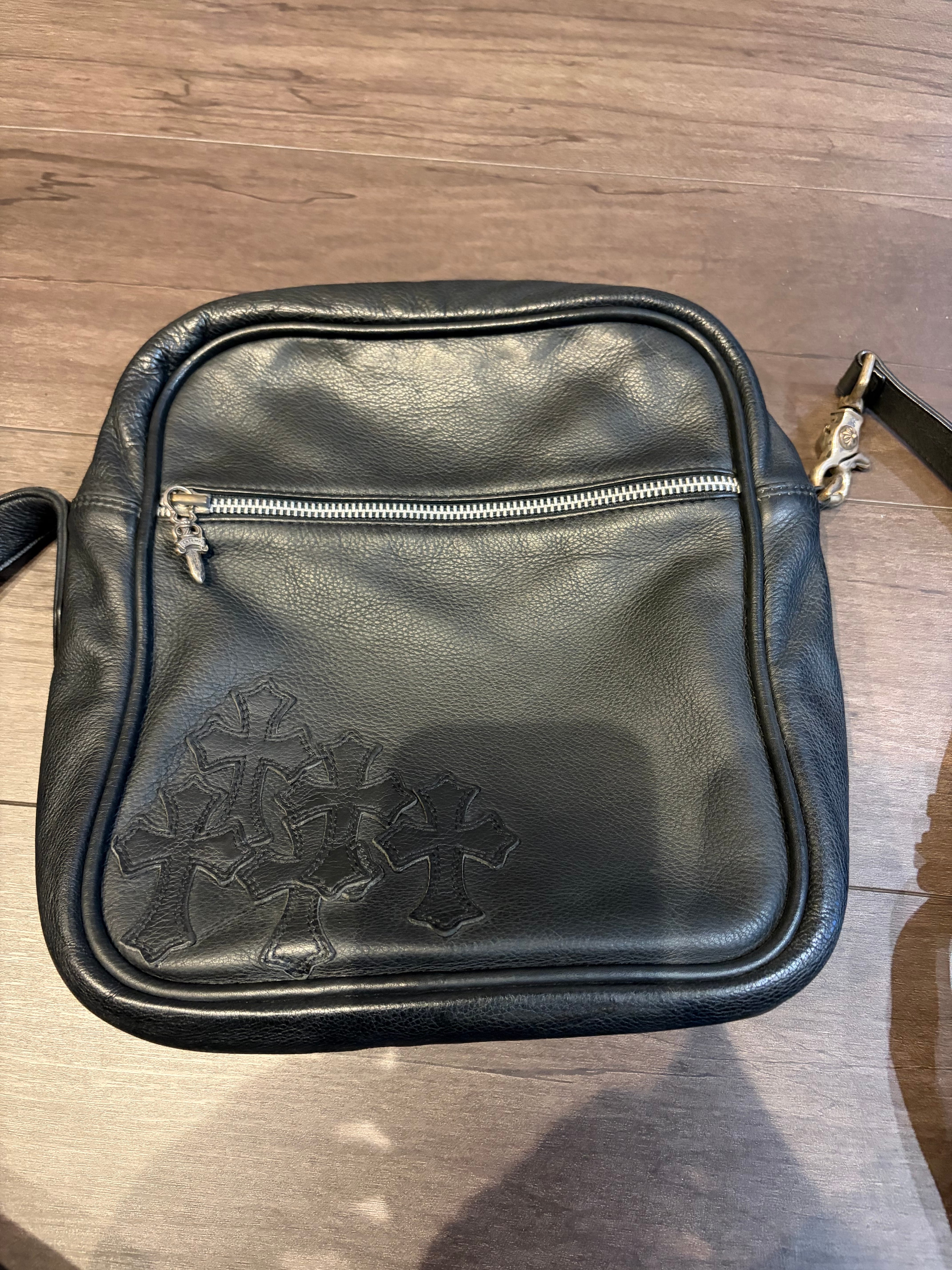 Chrome Hearts Taka Bag Cemetery Cross Patch Leather Shoulder "Black"