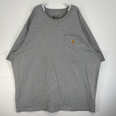 古着 カーハート Carhartt 半袖Tシャツ ワンポイント ロゴ 胸ポケ 大きいサイズ 肉厚 14041 グレー系 無地 メンズ
