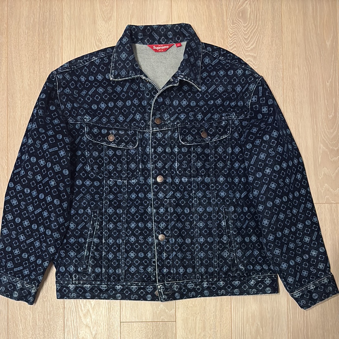 Supreme Flocked Denim Trucker Jacket "Blue"
